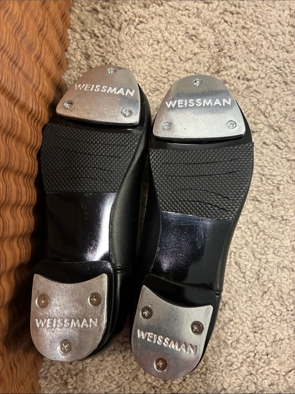 Weissman Black Patent Tap Oxfords with Silver Taps